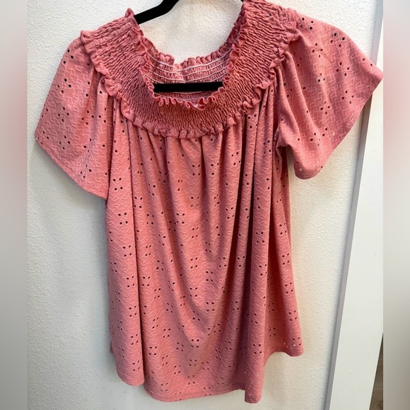 Tops - Hesed Dusty Rose Smocked Eyelet Dress | Size M